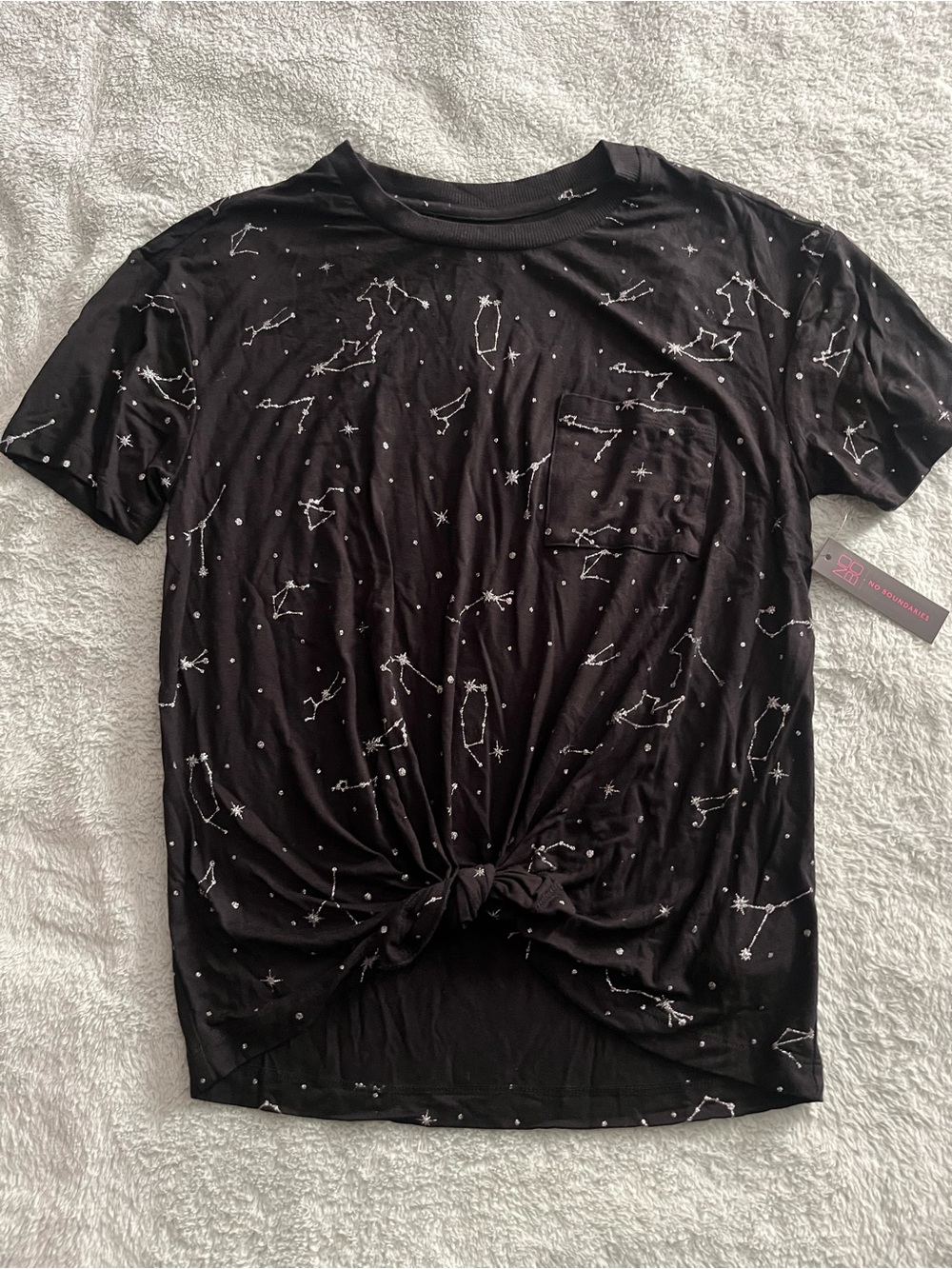 No Boundaries Star Constellations Front Knot Tee